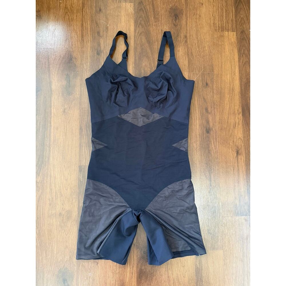 Honeylove Mid-Thigh Bodysuit Compression Shapewear Black Sz L